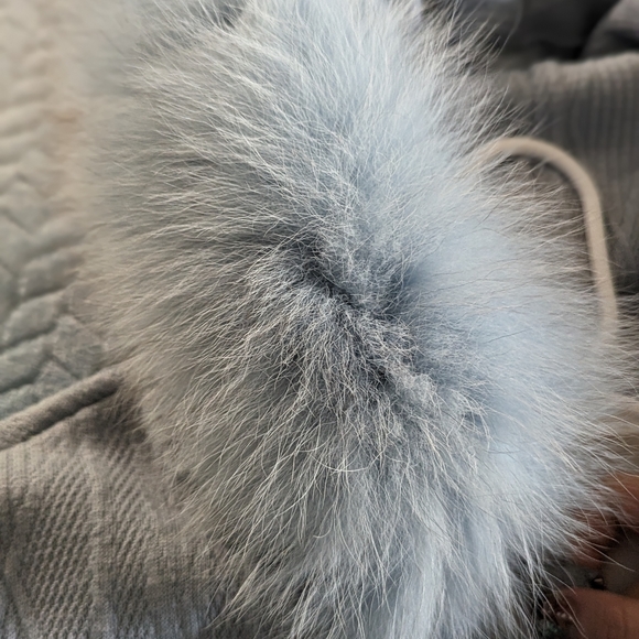 Baby Blue Big Fur Trim Hooded Jacket - Picture 4 of 7
